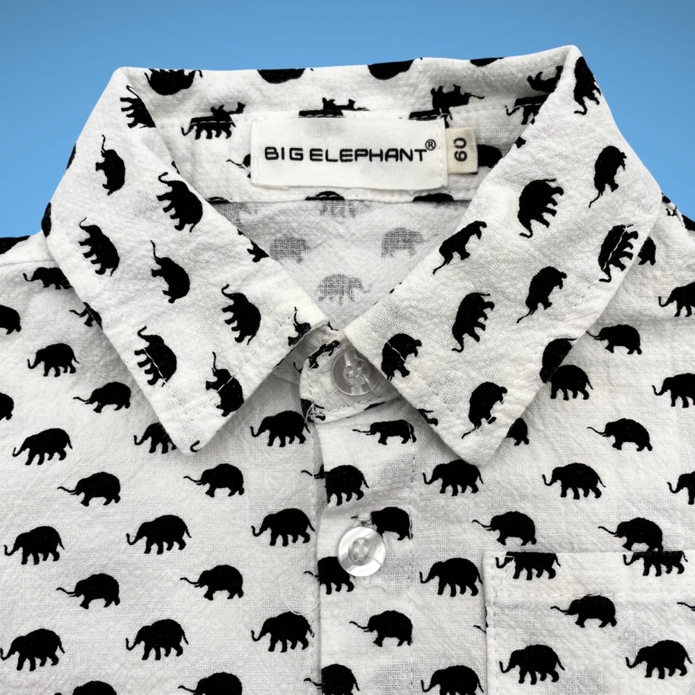 Big Elephant Button-Up Shirt Baby‎ 3-6 Months Child Novelty Print Pattern Cotton